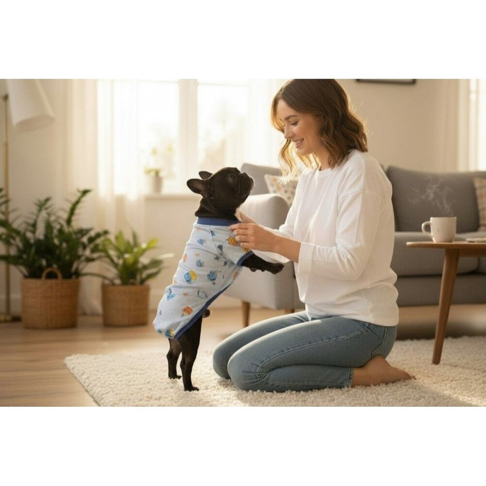 Dog Pajamas By Kuoser Blue Cartoon Print Large